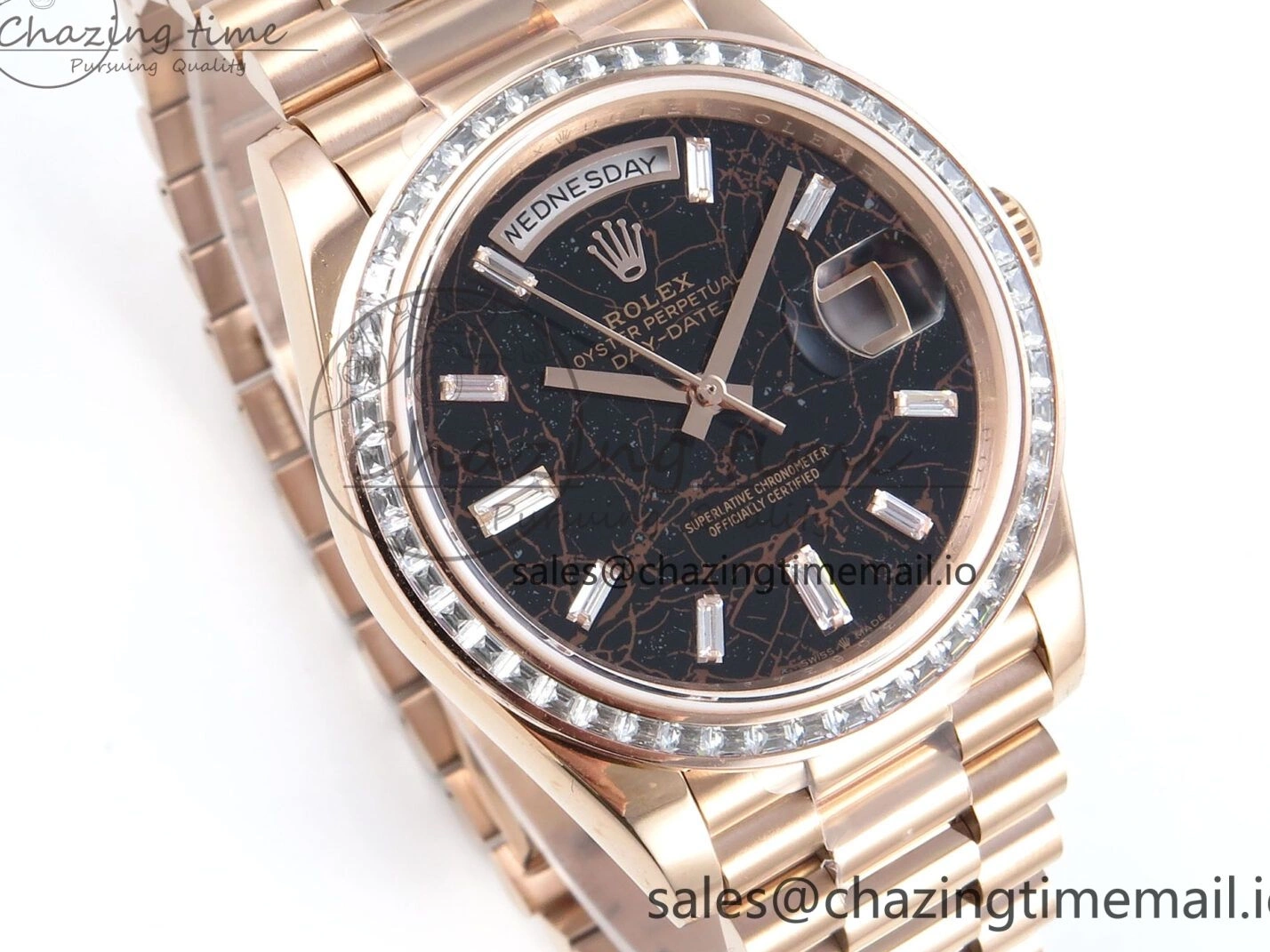 V5 DayDate Slate QF 40 Diamonds Eisenkiesel Weight) 1:1 Bracelet President Dial Bezel Edition on (Gain RG A2836 Best 0205